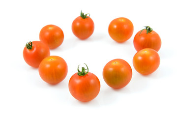 Fresh cherry tomatoes on white