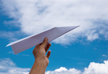 Paper plane - can't await holidays launching a paperplane