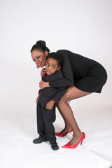 Mother hugging her son