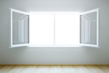 empty new room with open window