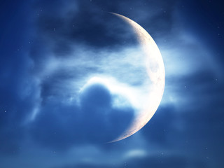 Obraz na płótnie Canvas Crescent Moon Through Clouds