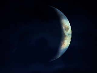 Crescent Moon Through Clouds 4