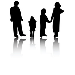 Illustration of a family of four silhouette