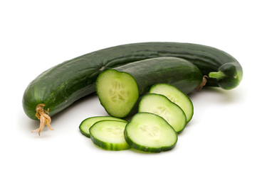 fresh bio cucumber on white background