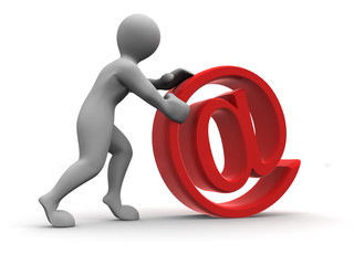 Men with sign for internet