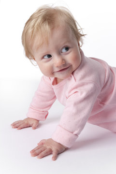 Baby girl with a naugthy expression