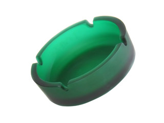 Green ashtray. Isolated