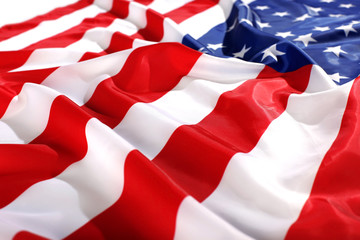 flapping flag USA with wave