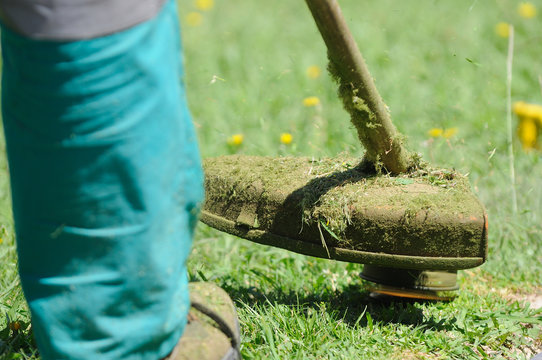 Jardinero pasando el cortacesped