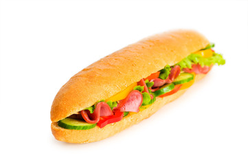 Long sandwich isolated on the white background
