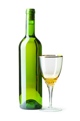Bottle and glass isolated on the white