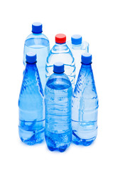 Naklejka premium Bottles of water isolated on the white