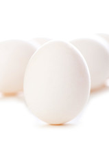 Eggs on white - shallow depth of field
