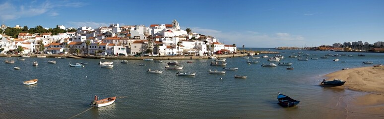 A panoramic view of Ferragudo, a small village in the Algarve.