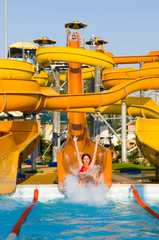 aquapark constructions in swimming-pool
