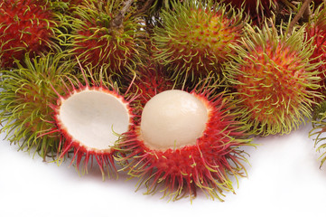 Tropical fruit - fresh Malaysian hairy rambutan