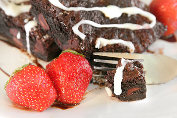 brownie and strawberries