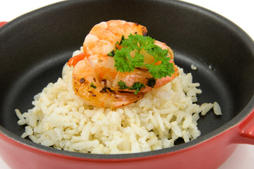 red pan with meal