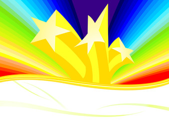 Stars and rainbow; clip-art