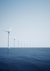 Windturbines on the ocean - 15445879