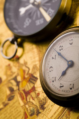 Clock and compass