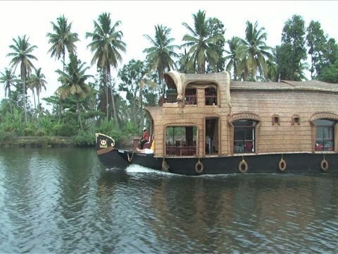 Houseboat trip through backwaters of Alleppey, India