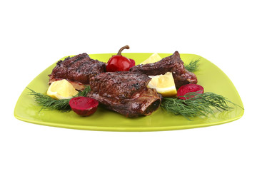 roast rib's on green dish