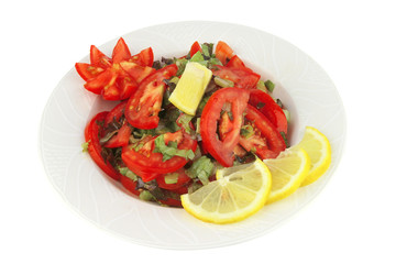 served vegetable tomato salad