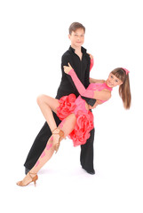 Boy and girl dancing ballroom dance
