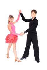 Boy and girl dancing ballroom dance
