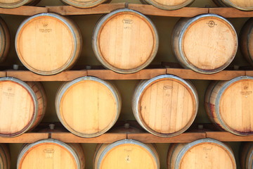 Weinfässer, Holzfässer, Weingut, Piemont, Italien