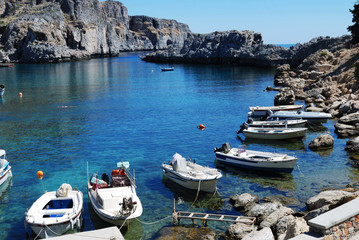 Greece, Rhodes island ,st. Paul Bay in Lindos