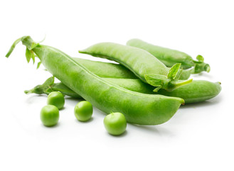 fresh green pea in the pod isolated