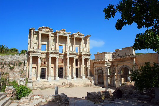 Facade of ancient Celsius Library in Ephesus