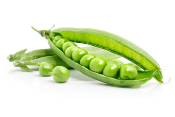 fresh green pea in the pod isolated