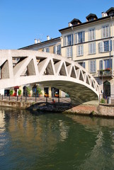 Fototapeta na wymiar Naviglio kanał w Mediolanie, Włochy