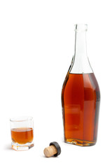 Bottle with alcohol isolated on white