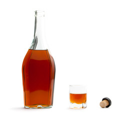 Bottle with alcohol isolated on white