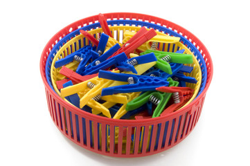 clothespins in box