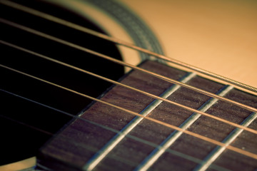 An acoustic guitar close up