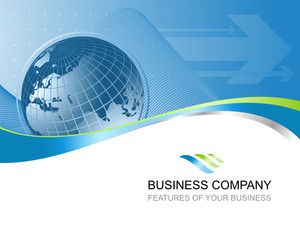 Busines background with illustration of Earth and smooth lines