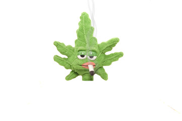 peluche hoja marihuana fumando.