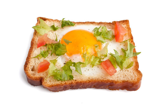 eggie bread on white background