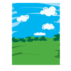 Vector illustration, nature with blue sky and clouds