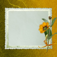 old background with frame and flowers