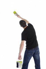 Isolated rear of man painting an idea 3