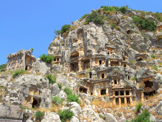 Rock-cut lycian tombs in Demre (Myra), Turkey