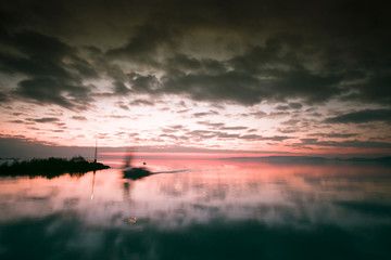 sunset over lake balaton
