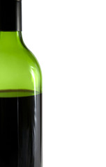 Bottle of red wine with typespace