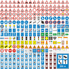 three hundread vector detailed european traffic signs